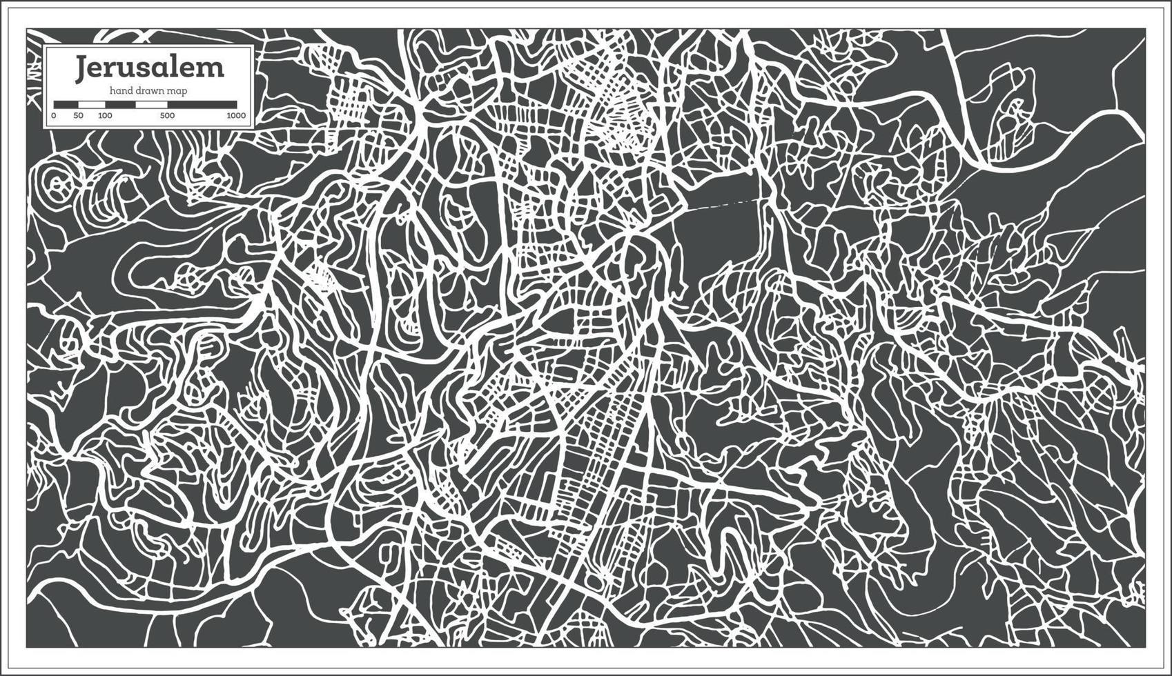 Jeruzalem Israël stad kaart in retro stijl. vector