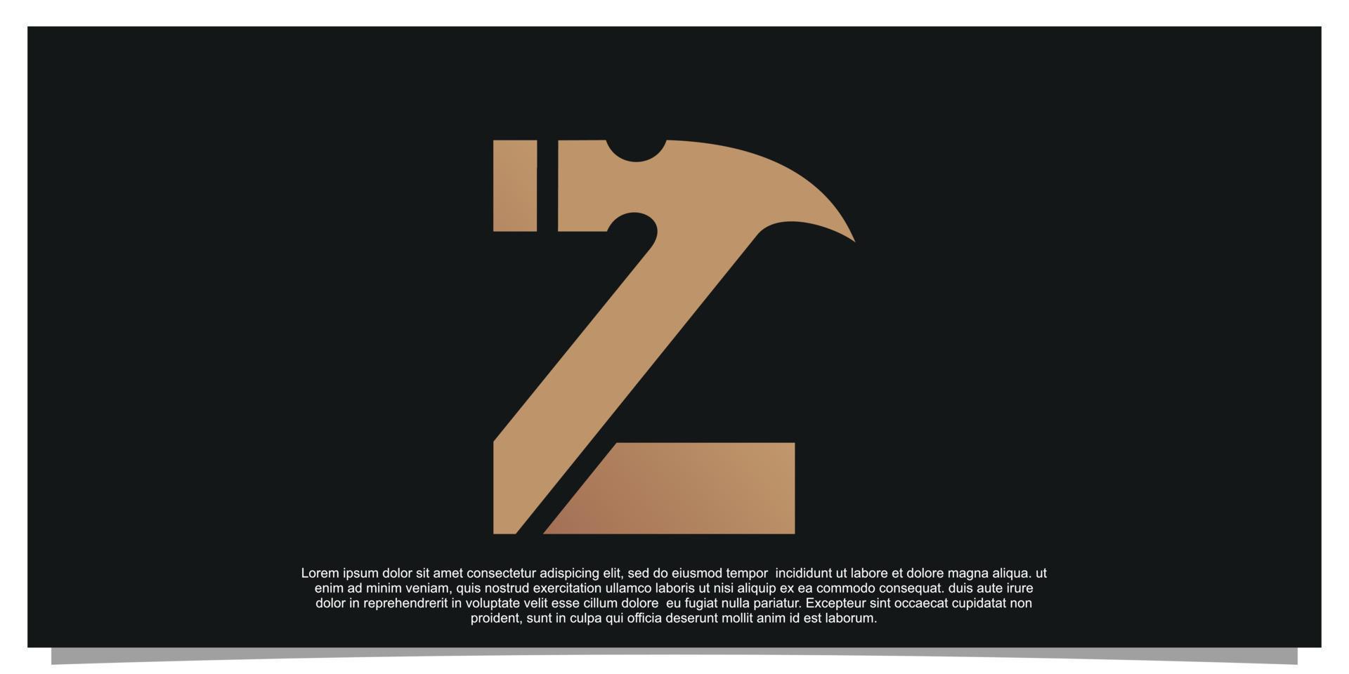 creatief eerste brief z met hamer logo ontwerp uniek concept premie vector