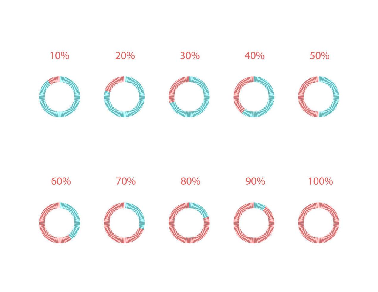 taart tabel vlak percentage infographic vector reeks