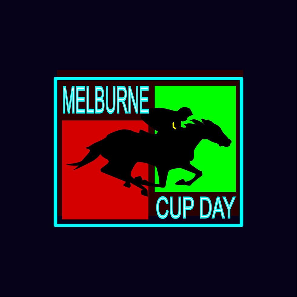 Melbourne kop dag typografie logo, vector illustratie. de Melbourne kop is gehouden Aan de eerste dinsdag in november en is een van de meest beroemd paard races in de wereld.