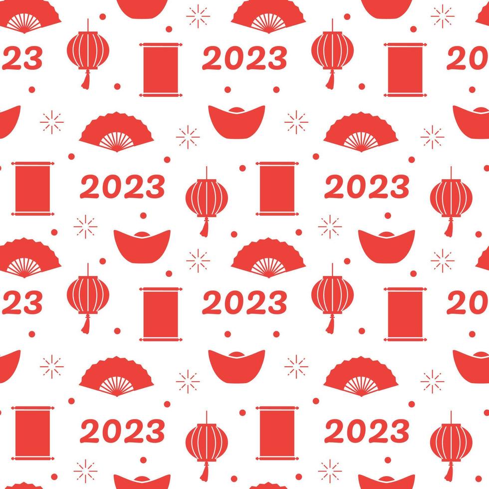 Chinese maan- nieuw jaar 2023 dagen naadloos patroon decoratie sjabloon hand- getrokken tekenfilm vlak illustratie vector