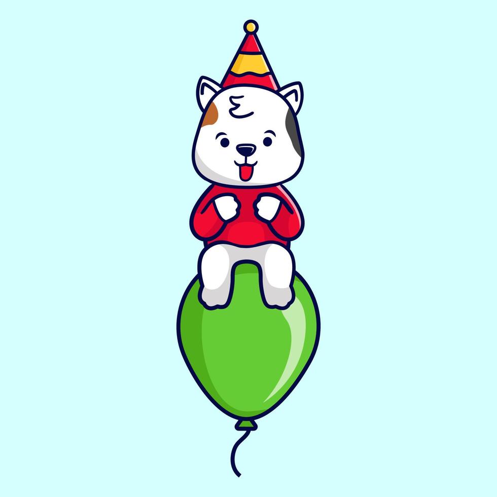 schattig kat met feest partij viering thema. geschikt voor nieuw jaar, verjaardag, of andere partij uitnodiging kaart of spandoek. vector