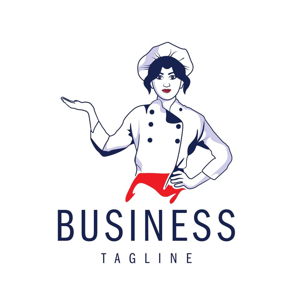 minimalistische vrouw chef logo ontwerp geïsoleerd Aan wit achtergrond, geschikt voor voedsel of bakkerij bedrijf vector