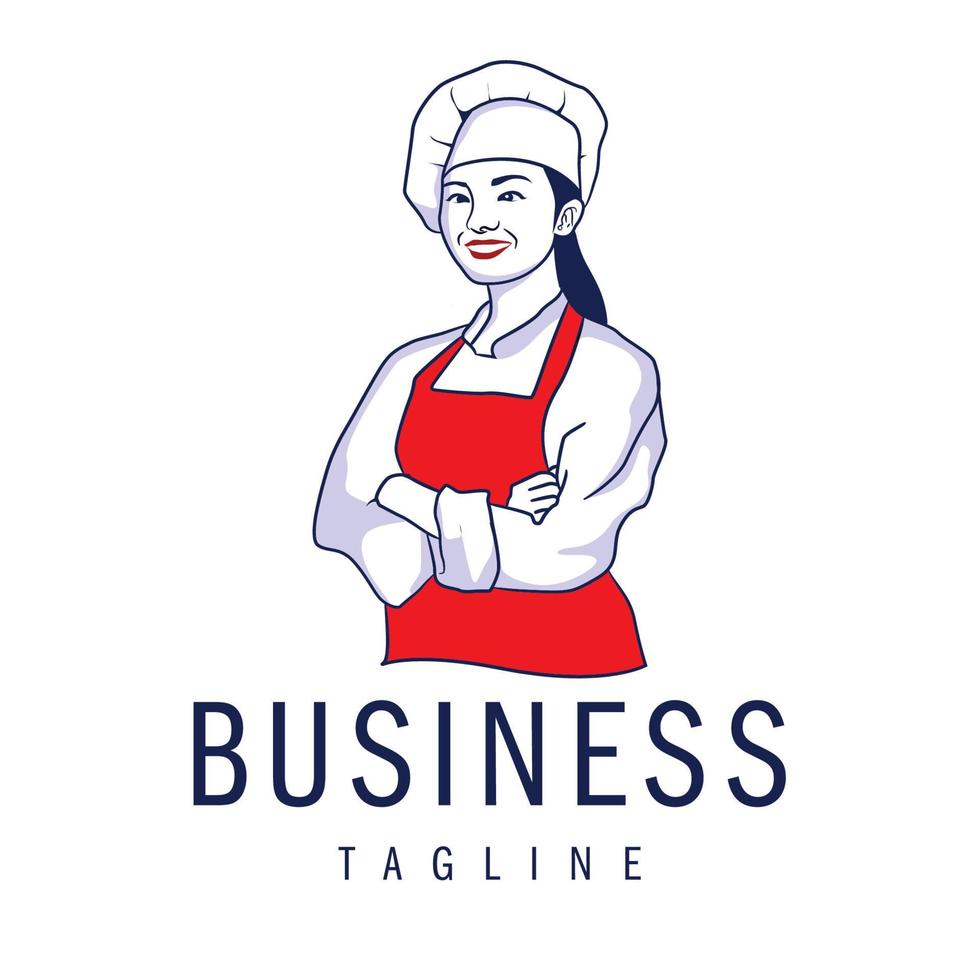 minimalistische vrouw chef logo ontwerp geïsoleerd Aan wit achtergrond, geschikt voor voedsel of bakkerij bedrijf vector