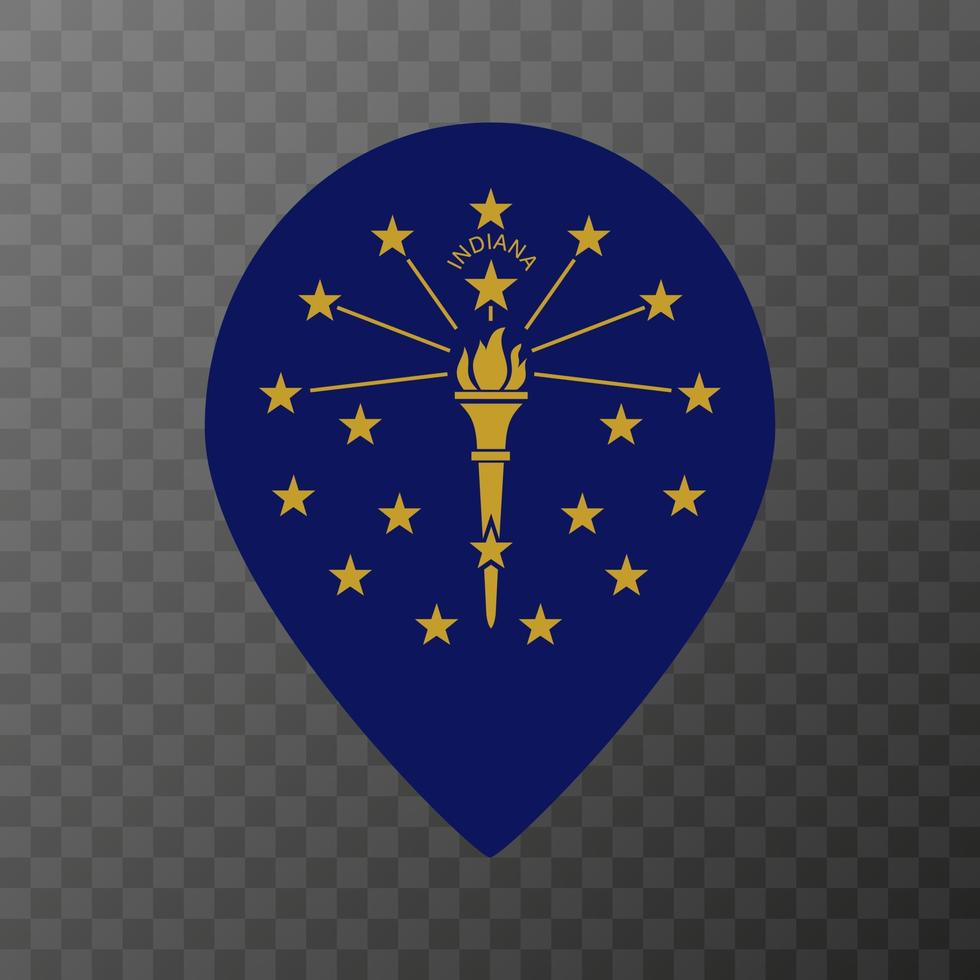 kaart wijzer met vlag Indiana staat. vector illustratie.