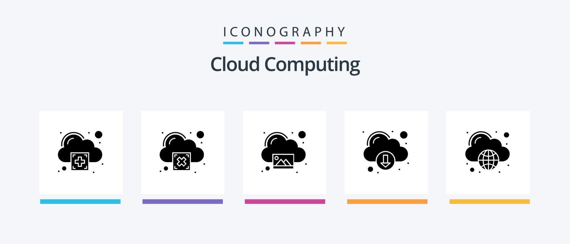 wolk berekenen glyph 5 icoon pak inclusief computergebruik. afbeelding. wolk. downloaden. creatief pictogrammen ontwerp vector