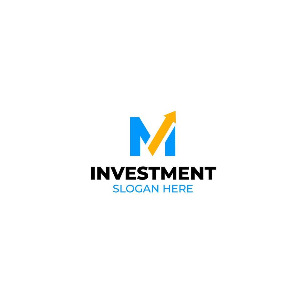 eerste brief m logo ontwerp sjabloon met investering tabel logo vector