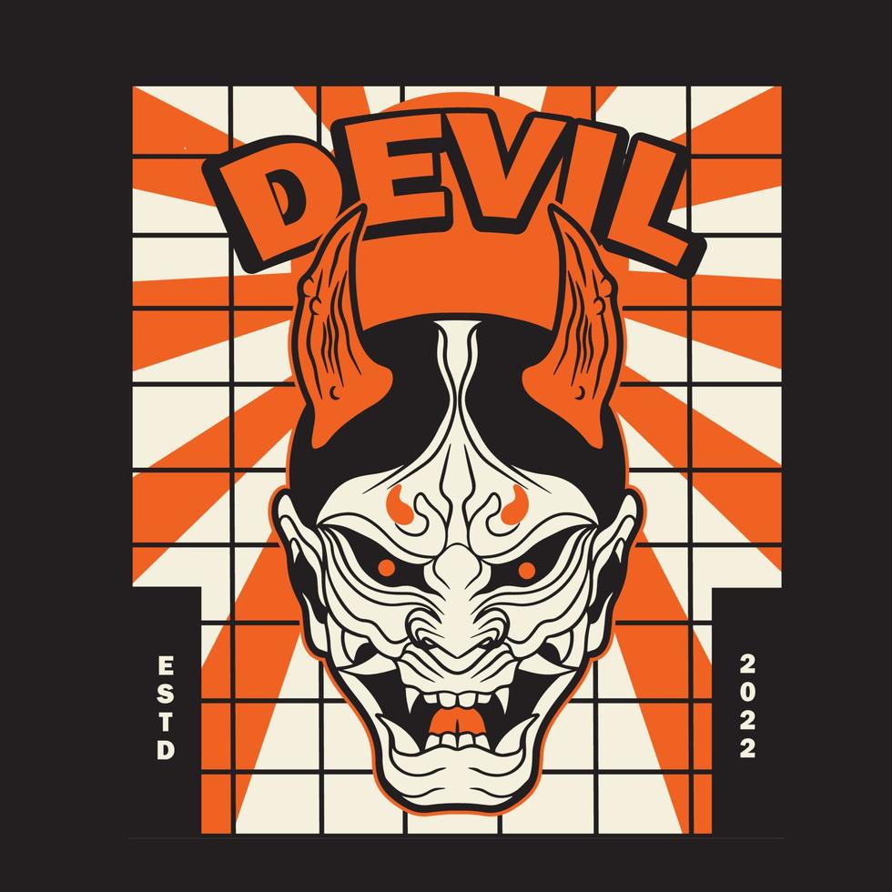 Japans demon oni masker logo ontwerp vector illustratie ,het kan worden gebruik voor overhemd ontwerp of poster