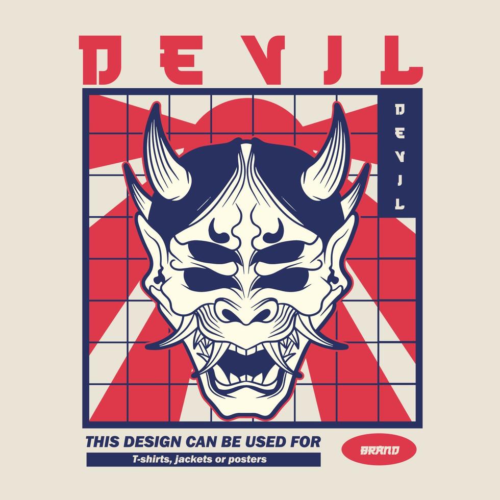 oni Japans duivel masker, vector illustratie