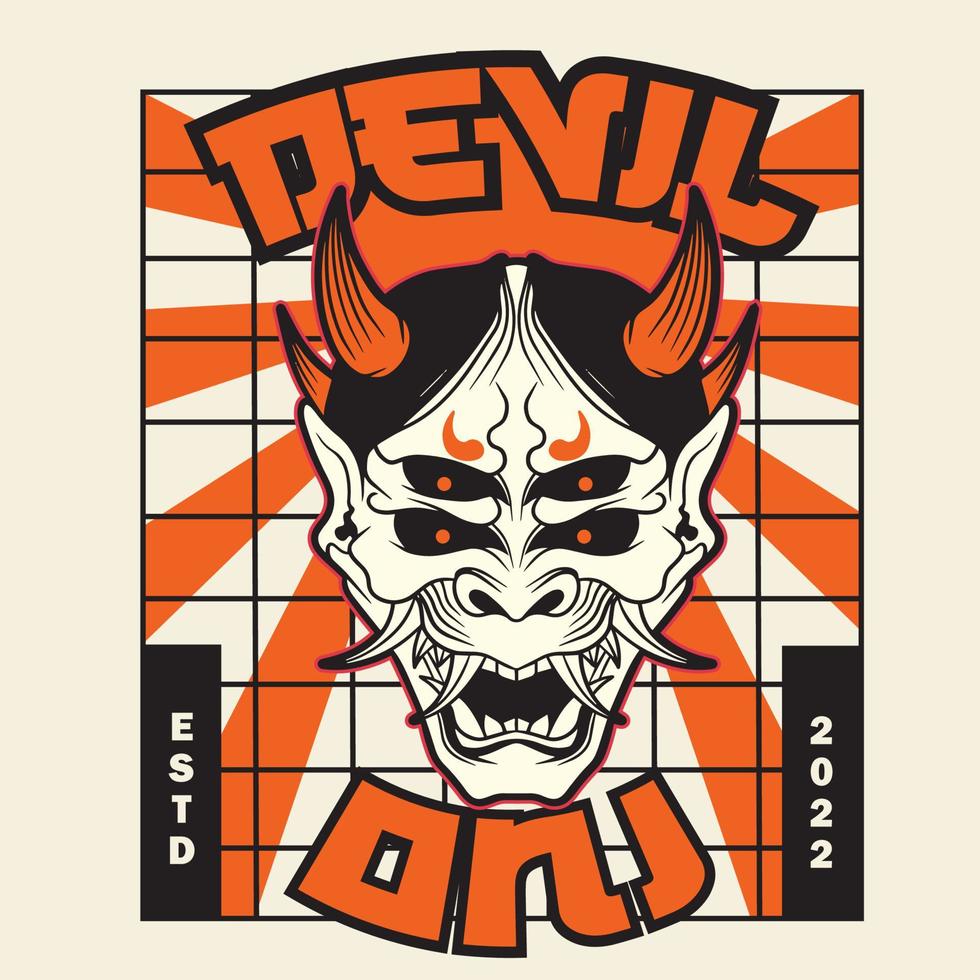 oni Japans duivel masker, vector illustratie