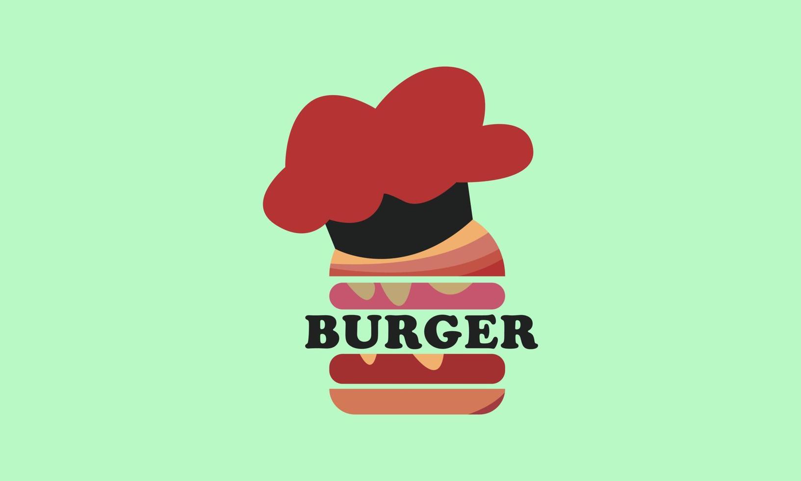 hamburger en chef hoed snel voedsel logo icoon vector