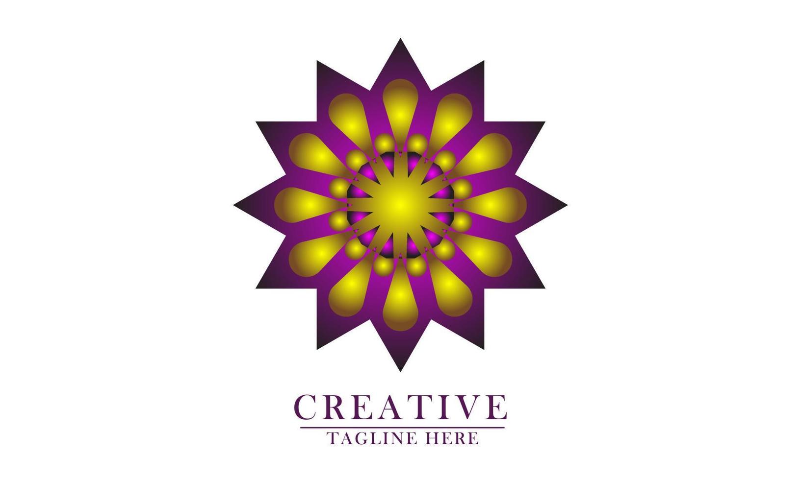 mandala logo met gouden Purper helling kleur vector