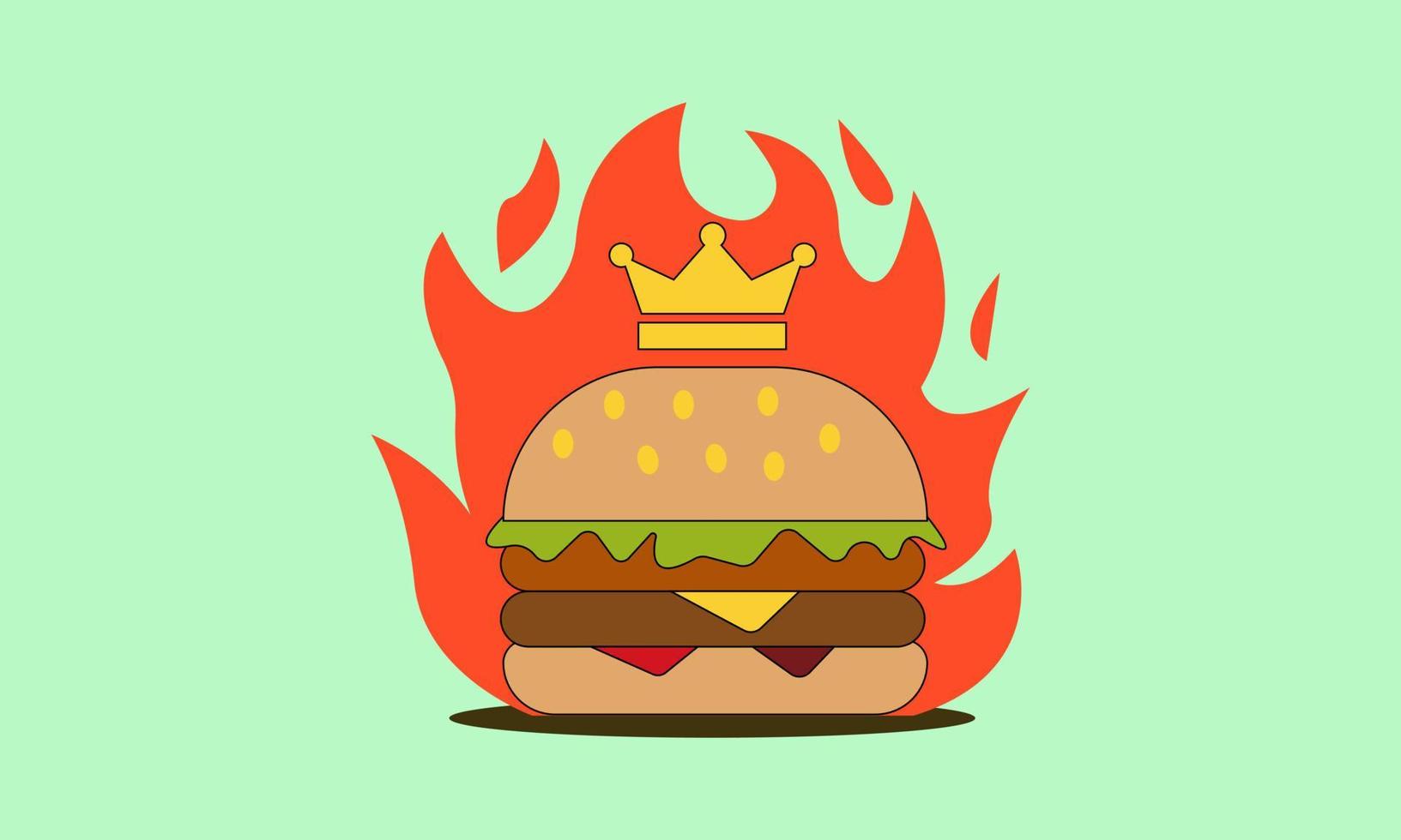 hamburger en koning kroon logo icoon vector