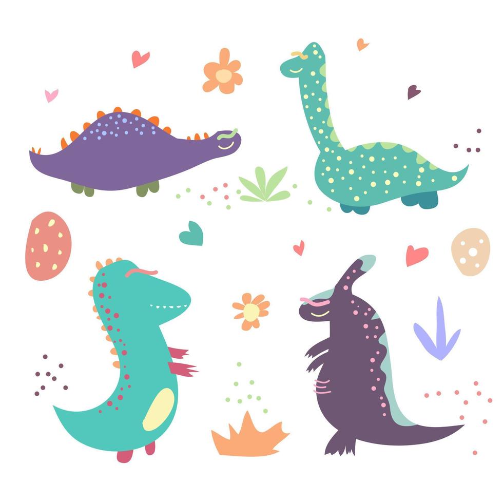 schattig hand- getrokken dinosaurus, perfect voor t-shirt en behang vector