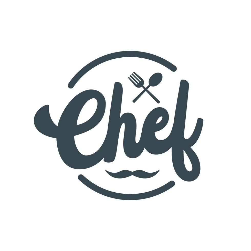 chef logo met vork, lepel en snor vector