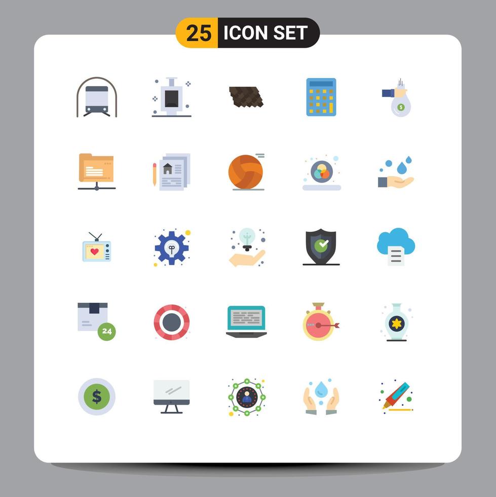 25 vlak kleur concept voor websites mobiel en apps geven zak dak onderwijs rekenmachine bewerkbare vector ontwerp elementen