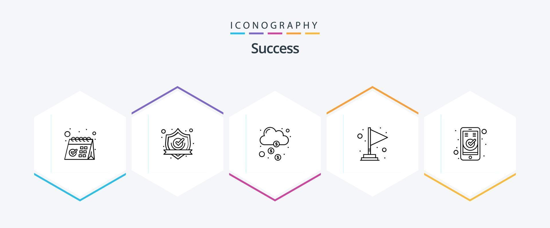 sucess 25 lijn icoon pak inclusief af hebben. vlag. beschermen. munteenheid. geld vector