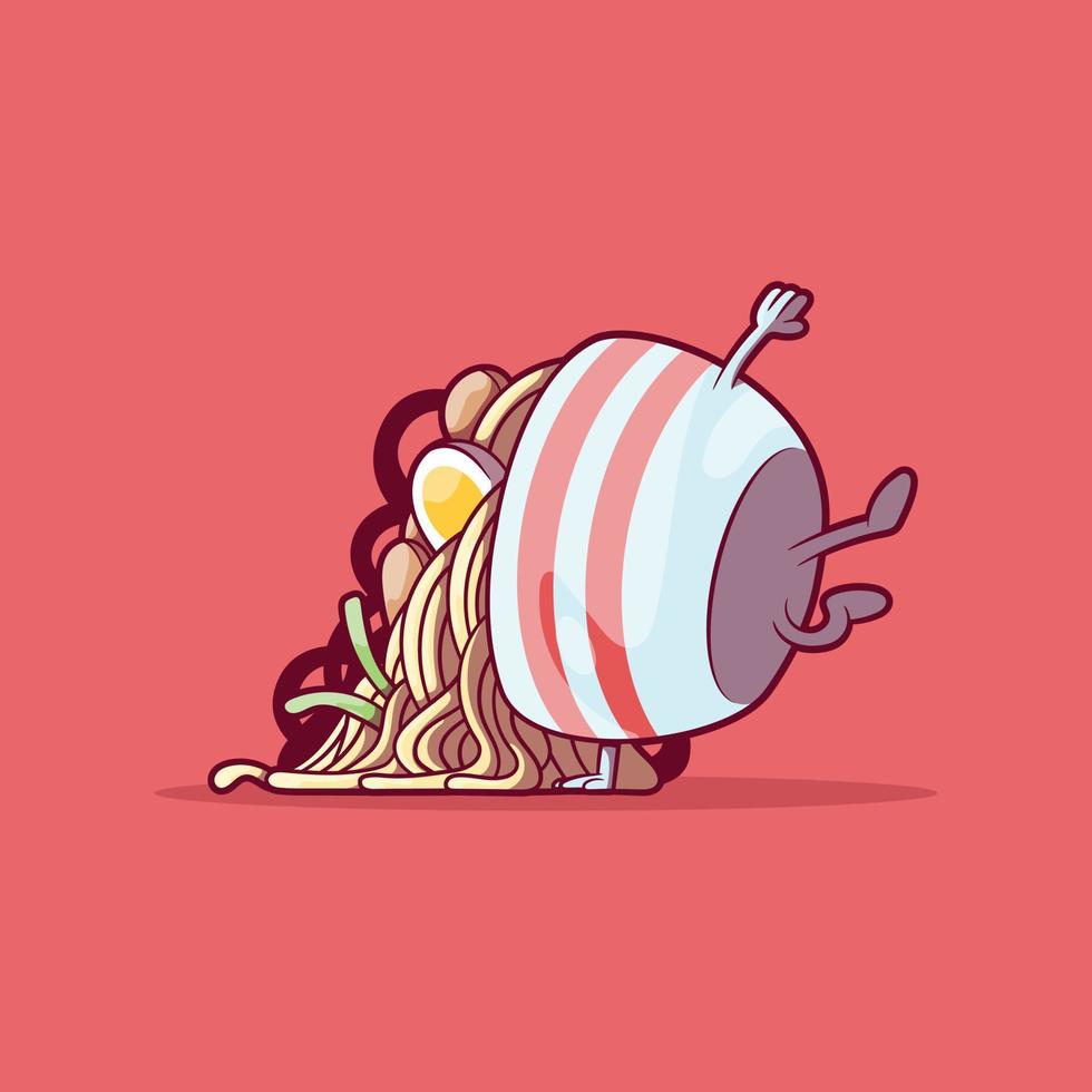 ramen kom karakter hebben pret dansen vector illustratie. grappig, dans, voedsel ontwerp concept.