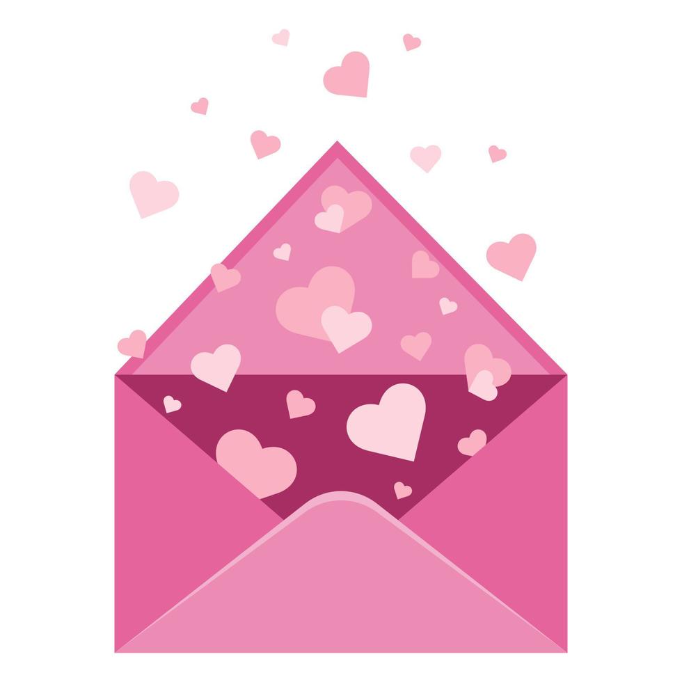 envelop met harten. een romantisch brief voor Valentijnsdag dag. vector illustratie.