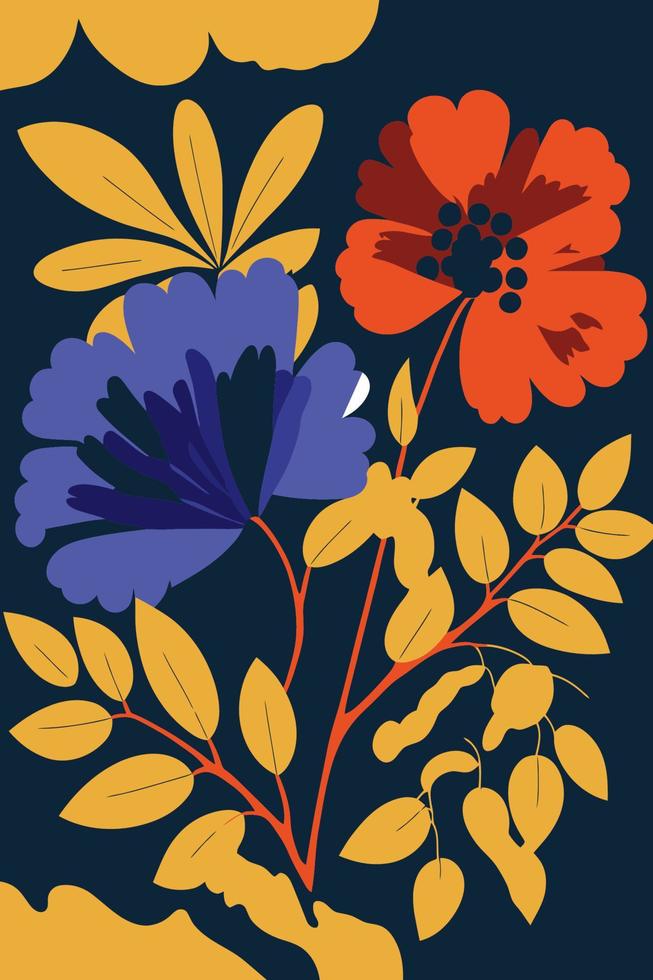 abstract bloem bloemen posters in matisse minimaal stijl, modern kunst muur decor vector