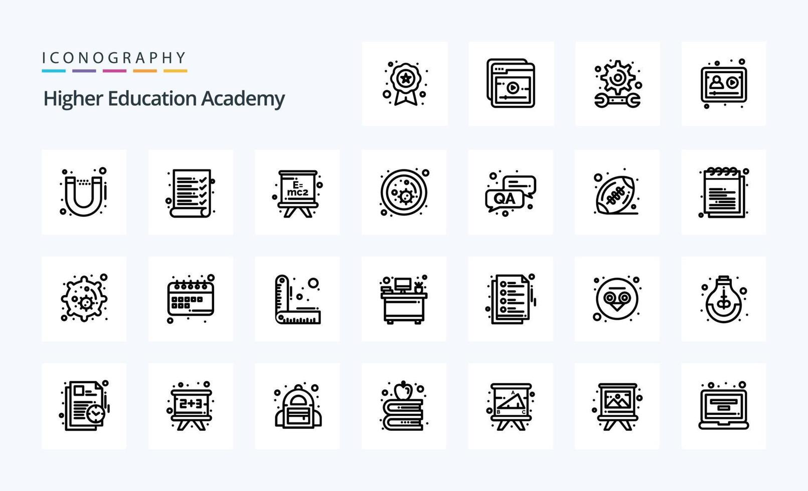 25 academie lijn icoon pak vector