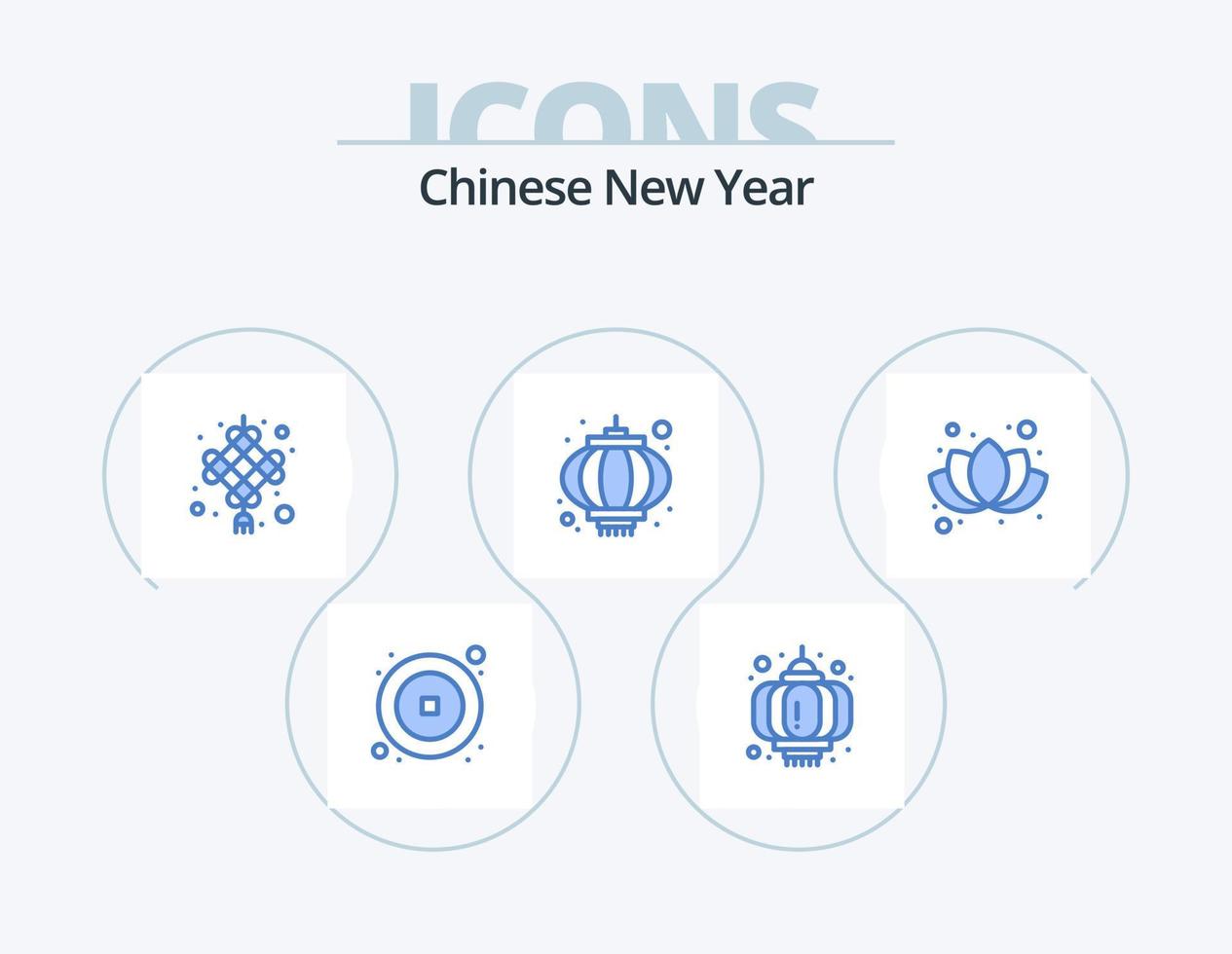 Chinese nieuw jaar blauw icoon pak 5 icoon ontwerp. bloem. reizen. viering. lamp. Chinese vector
