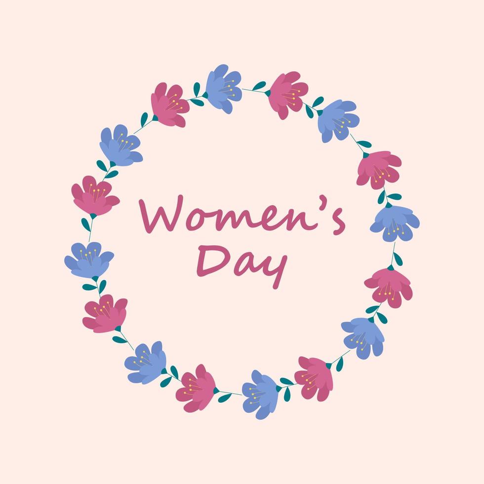 Internationale vrouwen dag mooi belettering Aan roze achtergrond. groet kaart voor gelukkig vrouwen dag met elegant hand- getrokken schoonschrift en bloem. vector