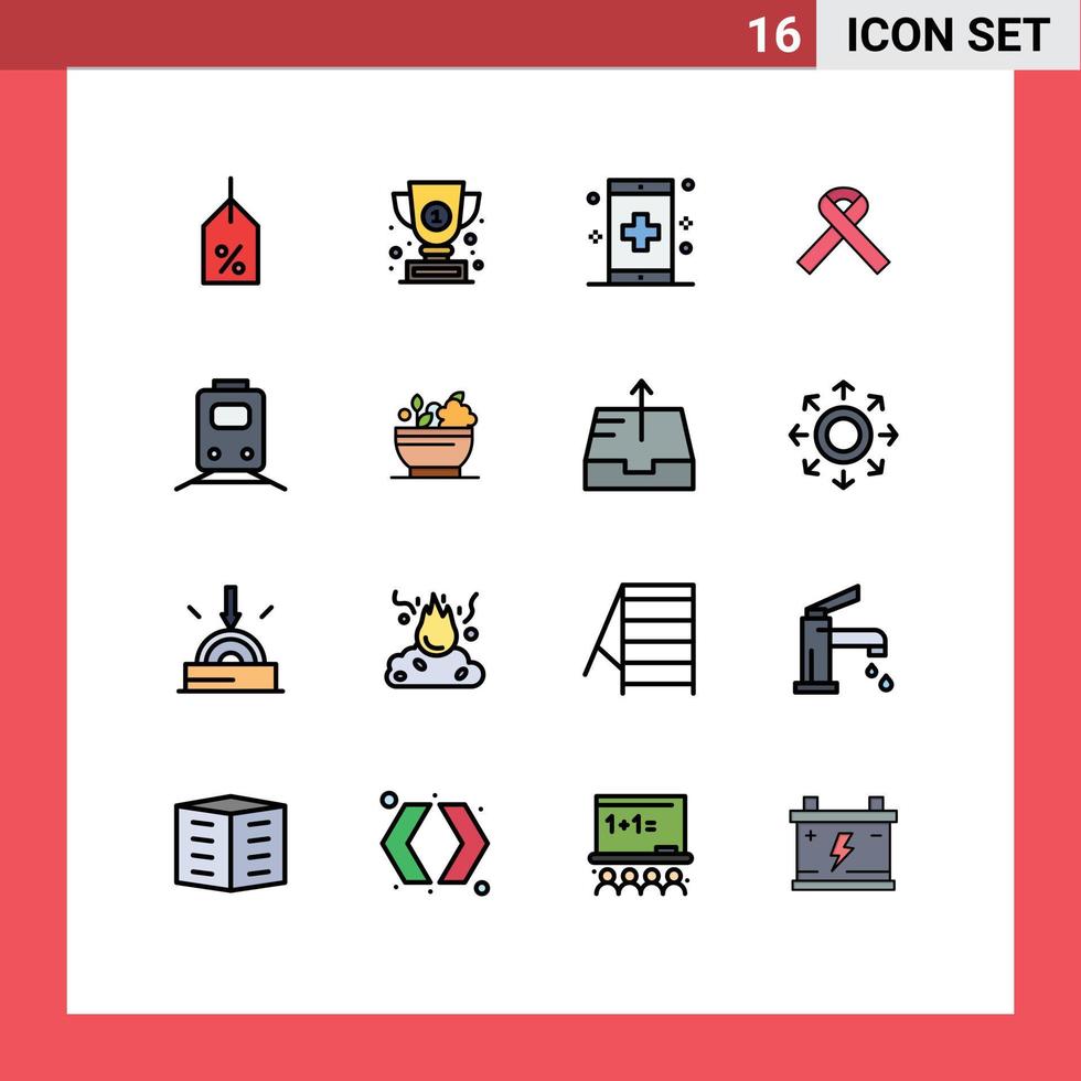 voorraad vector icoon pak van 16 lijn tekens en symbolen voor spoorweg kanker app bewustzijn Gezondheid bewerkbare creatief vector ontwerp elementen