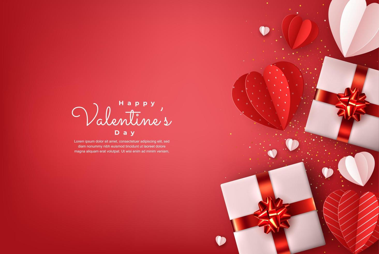 geschenk met papier hart Valentijnsdag dag kaart vector