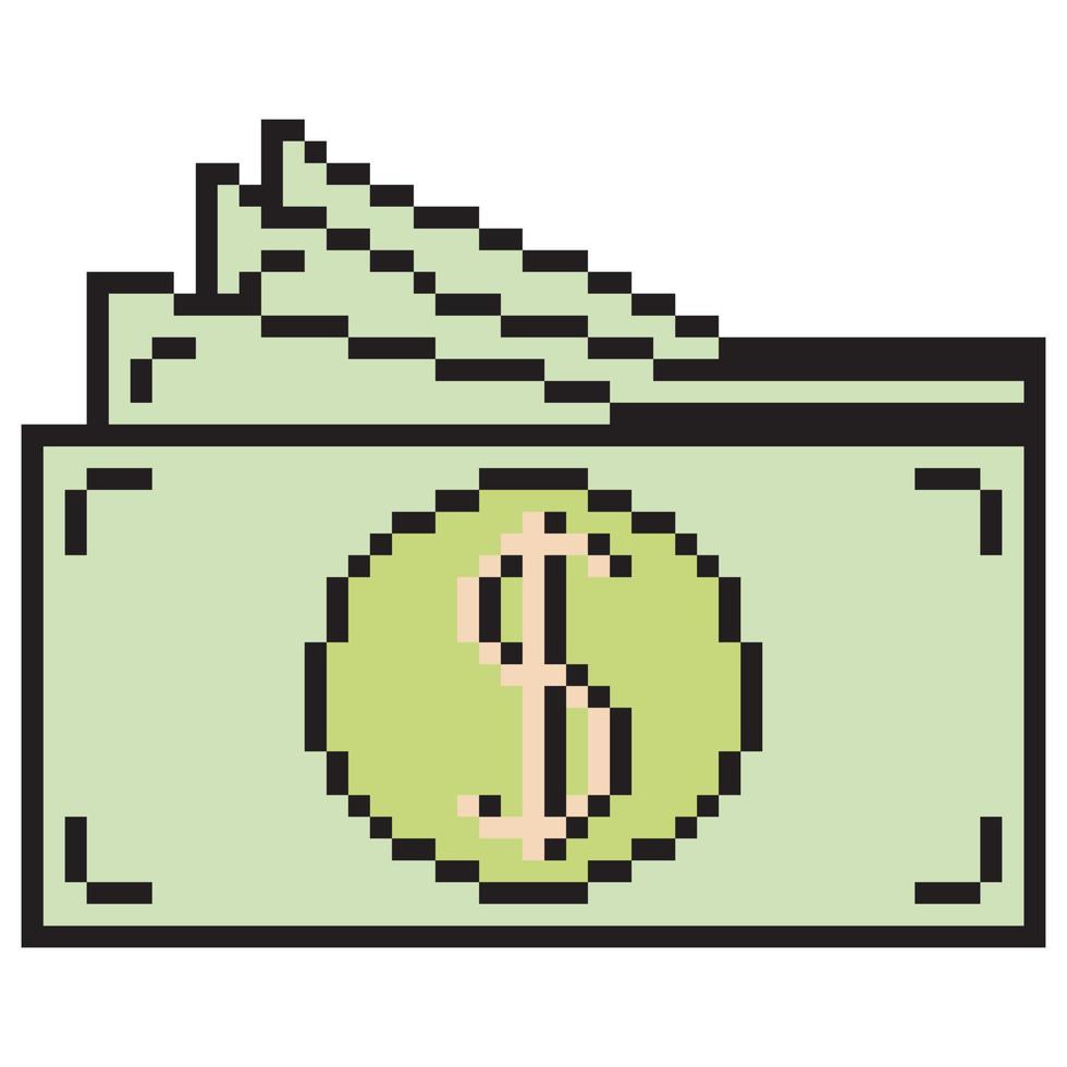 pixel kunst contant geld geld. vector illustratie