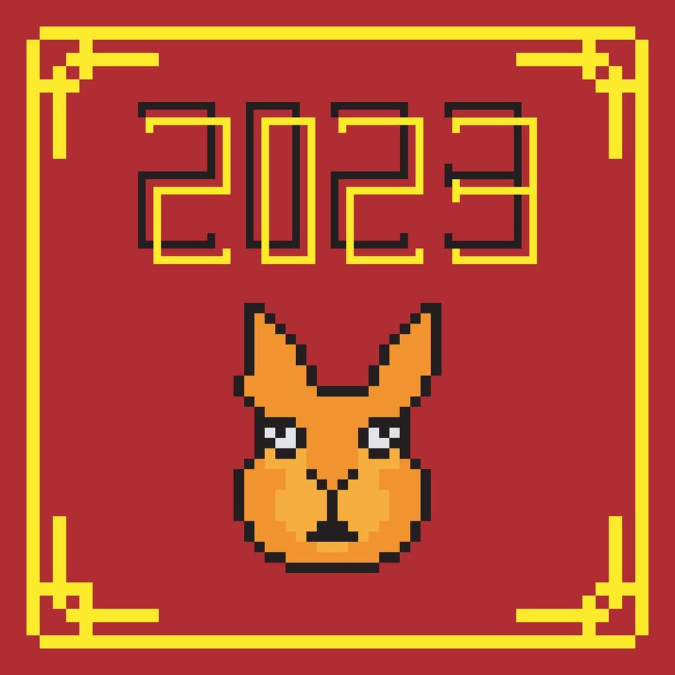 gelukkig Chinese nieuw jaar 2023 met pixel kunst. vector illustratie