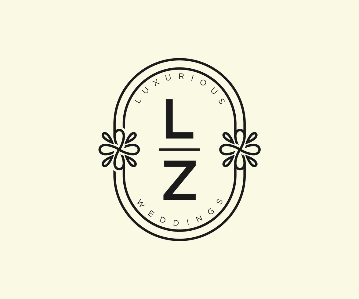 lz initialen brief bruiloft monogram logos sjabloon, hand- getrokken modern minimalistisch en bloemen Sjablonen voor uitnodiging kaarten, opslaan de datum, elegant identiteit. vector