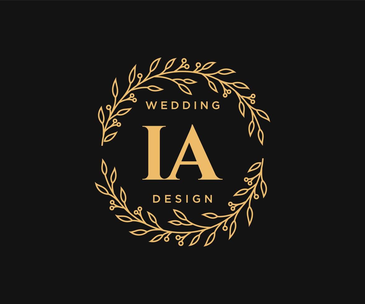 IA initialen brief bruiloft monogram logos verzameling, hand- getrokken modern minimalistisch en bloemen Sjablonen voor uitnodiging kaarten, opslaan de datum, elegant identiteit voor restaurant, boetiek, cafe in vector