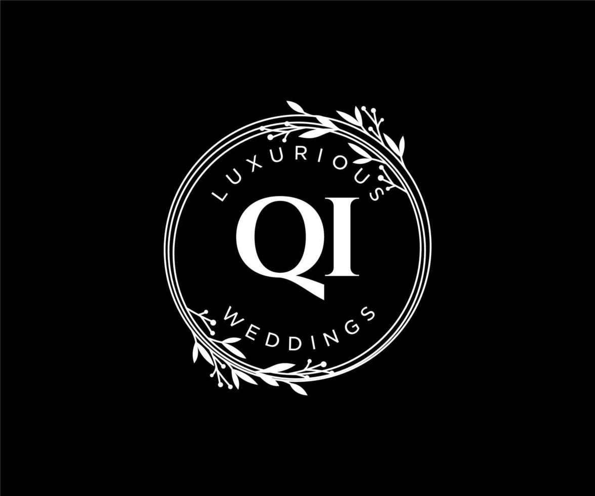 qi initialen brief bruiloft monogram logos sjabloon, hand- getrokken modern minimalistisch en bloemen Sjablonen voor uitnodiging kaarten, opslaan de datum, elegant identiteit. vector