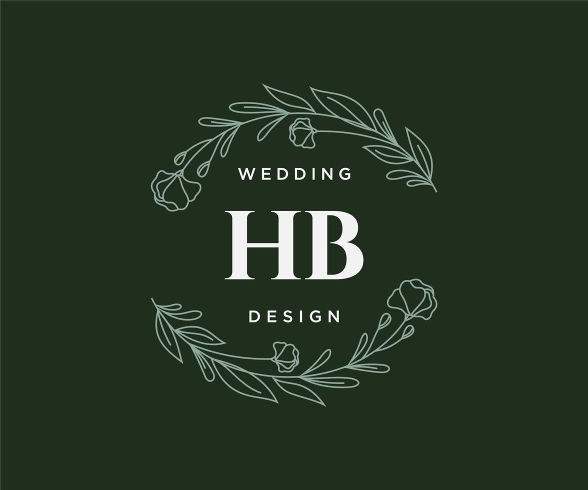 hb initialen brief bruiloft monogram logos verzameling, hand- getrokken modern minimalistisch en bloemen Sjablonen voor uitnodiging kaarten, opslaan de datum, elegant identiteit voor restaurant, boetiek, cafe in vector