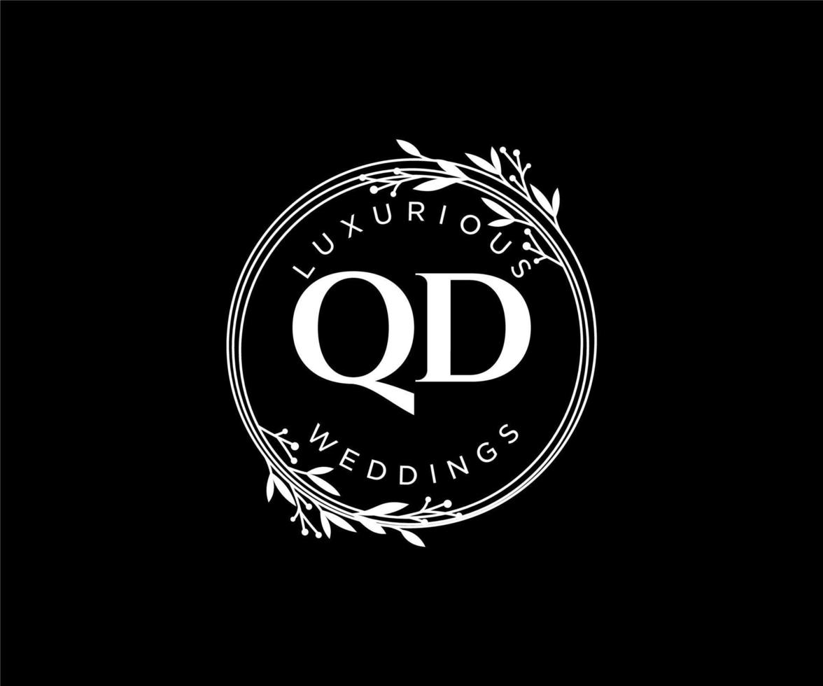 qd initialen brief bruiloft monogram logos sjabloon, hand- getrokken modern minimalistisch en bloemen Sjablonen voor uitnodiging kaarten, opslaan de datum, elegant identiteit. vector