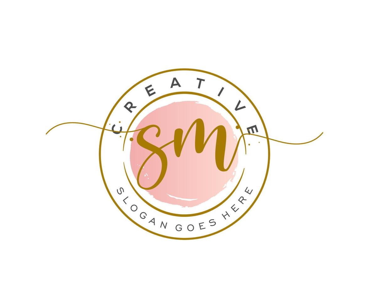 eerste sm vrouwelijk logo schoonheid monogram en elegant logo ontwerp, handschrift logo van eerste handtekening, bruiloft, mode, bloemen en botanisch met creatief sjabloon. vector