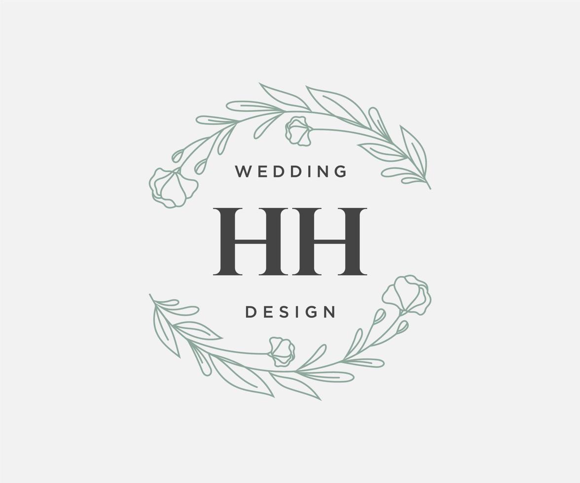 hh initialen brief bruiloft monogram logos verzameling, hand- getrokken modern minimalistisch en bloemen Sjablonen voor uitnodiging kaarten, opslaan de datum, elegant identiteit voor restaurant, boetiek, cafe in vector