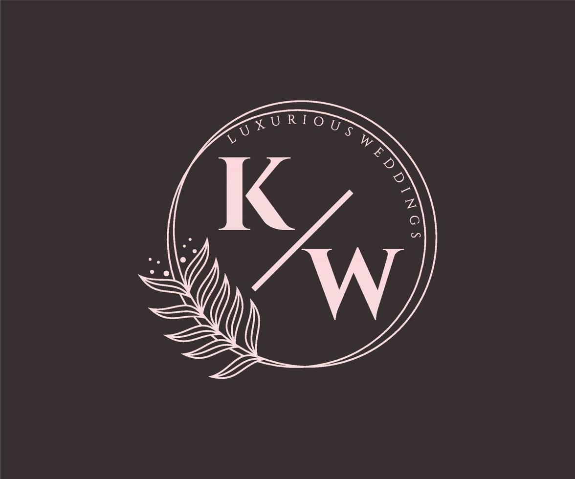 kw initialen brief bruiloft monogram logos sjabloon, hand- getrokken modern minimalistisch en bloemen Sjablonen voor uitnodiging kaarten, opslaan de datum, elegant identiteit. vector