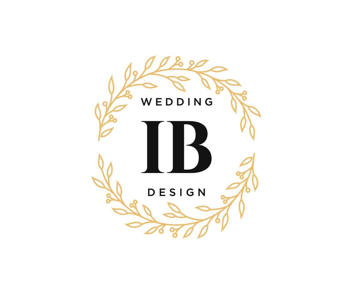 ib initialen brief bruiloft monogram logos verzameling, hand- getrokken modern minimalistisch en bloemen Sjablonen voor uitnodiging kaarten, opslaan de datum, elegant identiteit voor restaurant, boetiek, cafe in vector