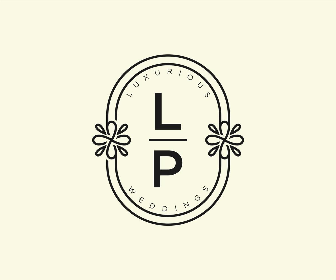 lp initialen brief bruiloft monogram logos sjabloon, hand- getrokken modern minimalistisch en bloemen Sjablonen voor uitnodiging kaarten, opslaan de datum, elegant identiteit. vector