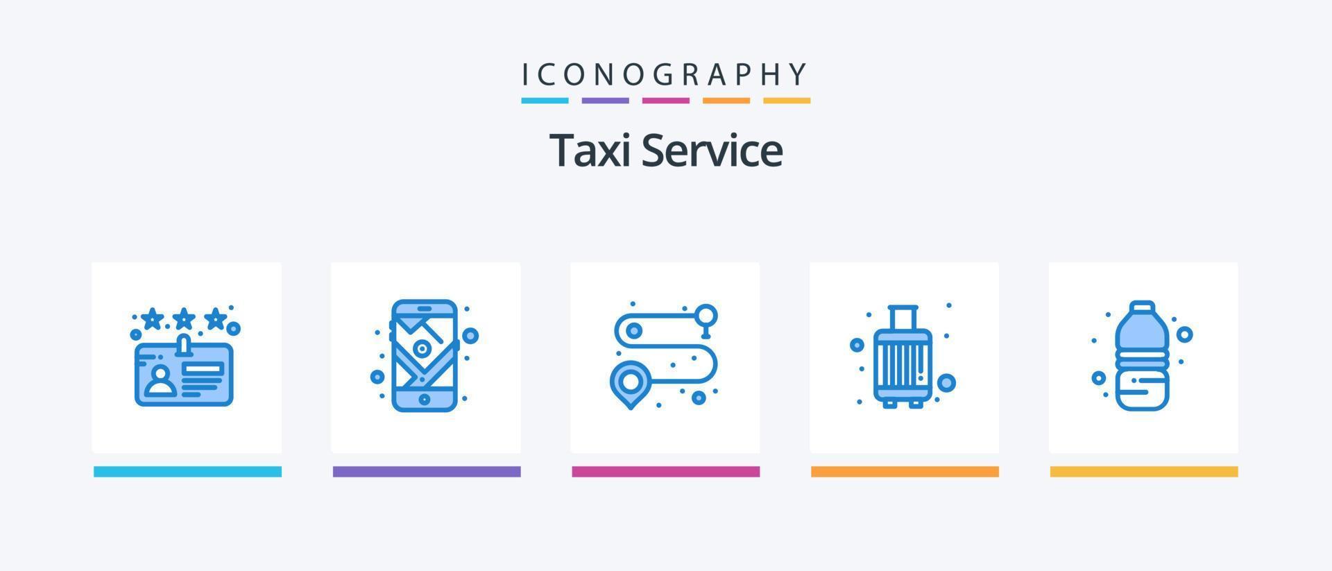 taxi onderhoud blauw 5 icoon pak inclusief water fles. fles. weg. reizen. bagage. creatief pictogrammen ontwerp vector