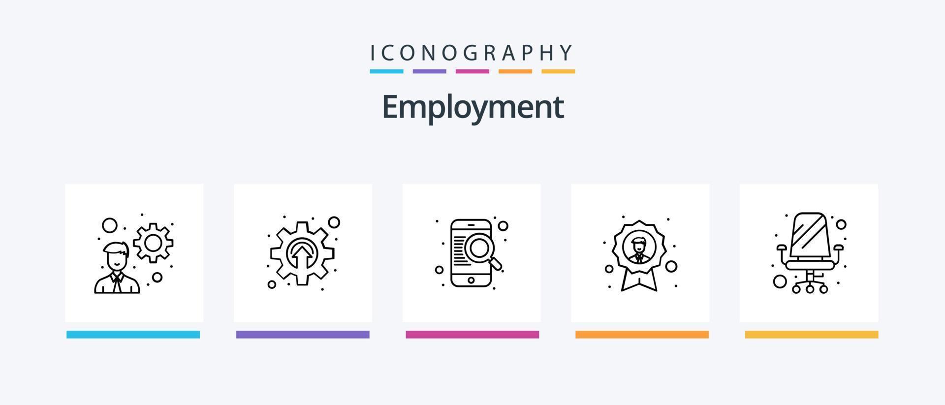 werk lijn 5 icoon pak inclusief ster. medewerker. veiligheid. het beste. kantoor. creatief pictogrammen ontwerp vector