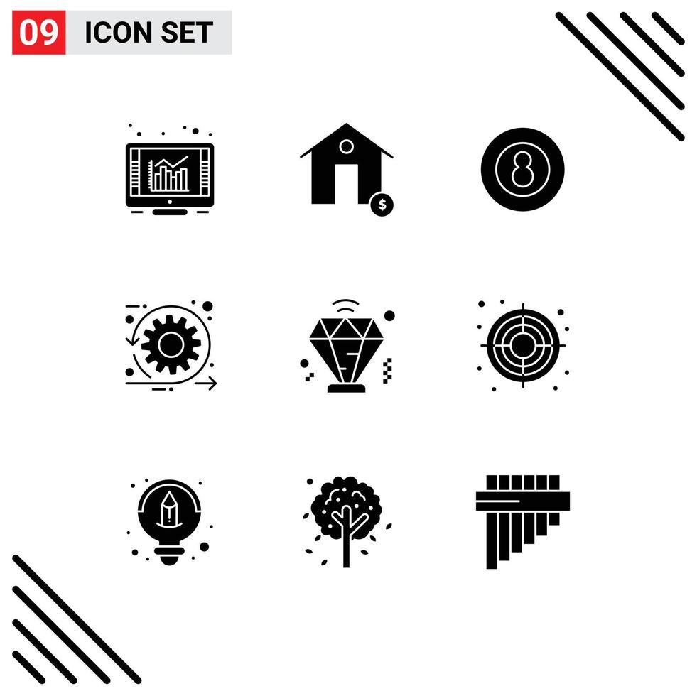 solide glyph pak van 9 universeel symbolen van sprint ontwikkeling huis behendig sport bewerkbare vector ontwerp elementen