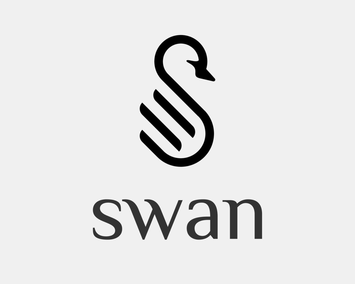 zwaan vogel vleugel genade lijn elegant abstract met brief s vorm gemakkelijk uniek icoon vector logo ontwerp