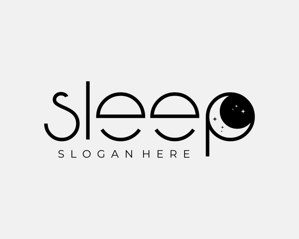 slaap bedtijd droom rust uit kom tot rust comfort maan ster halve maan woordmerk typografie vector logo ontwerp