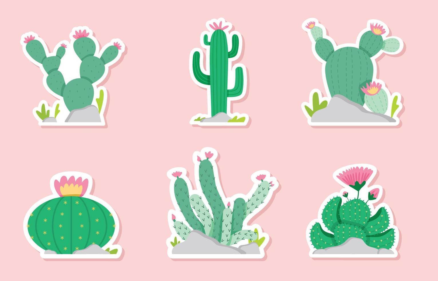 vetplanten en cactus sticker reeks vector