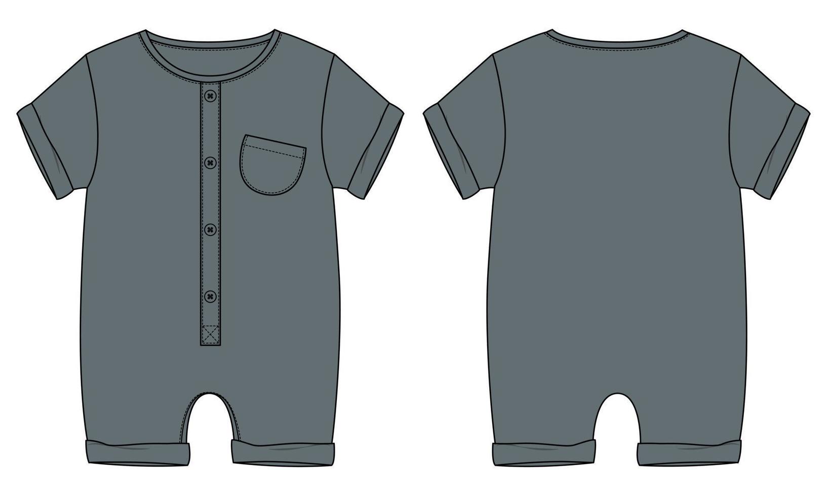 zomer bodysuit romper technisch mode vlak schetsen vector illustratie sjabloon voor kinderen.