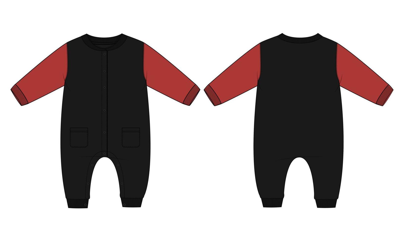 bodysuit romper technisch mode schetsen vector illustratie sjabloon voor kinderen.