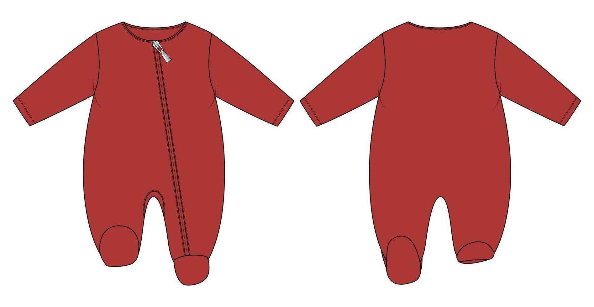 baby bodysuit romper technisch mode vlak schetsen vector illustratie sjabloon voorkant en terug keer bekeken